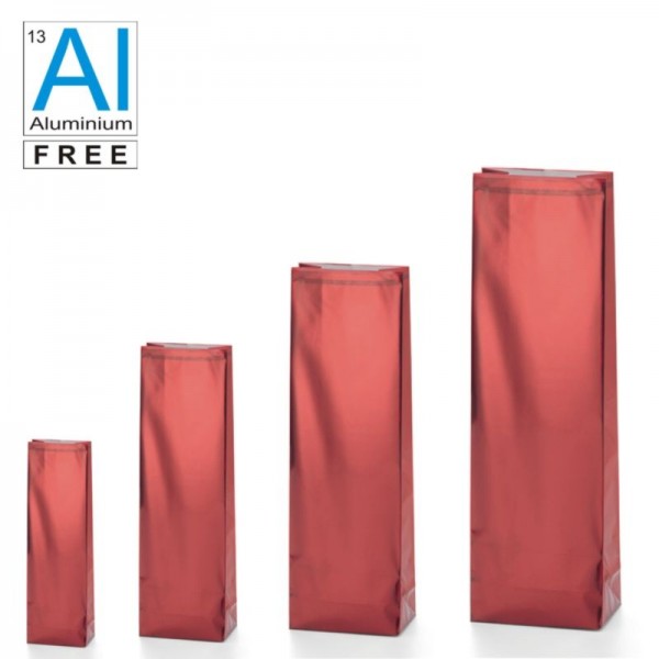 Block bottom bags classic glossy look - RED