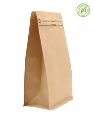 Block bottom bag brown Kraft paper with ZIP & valve
