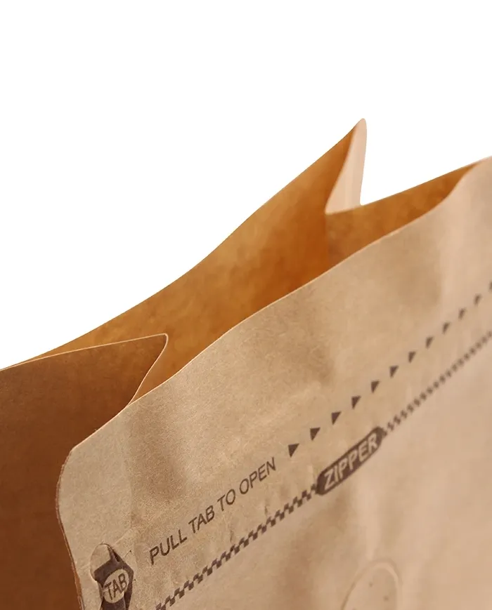 Block bottom bag brown Kraft paper with ZIP & valve