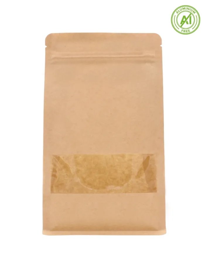 Block bottom bag with ZIP & window