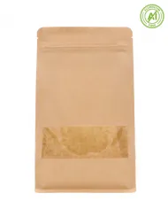 Block bottom bag with ZIP & window