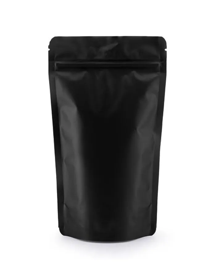 Doypack ZIP bag matt black with valve