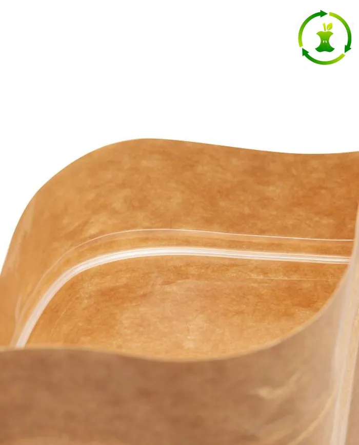 Compostable doypack ZIP with window milky transparent