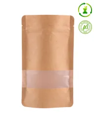 Compostable doypack ZIP with window milky transparent